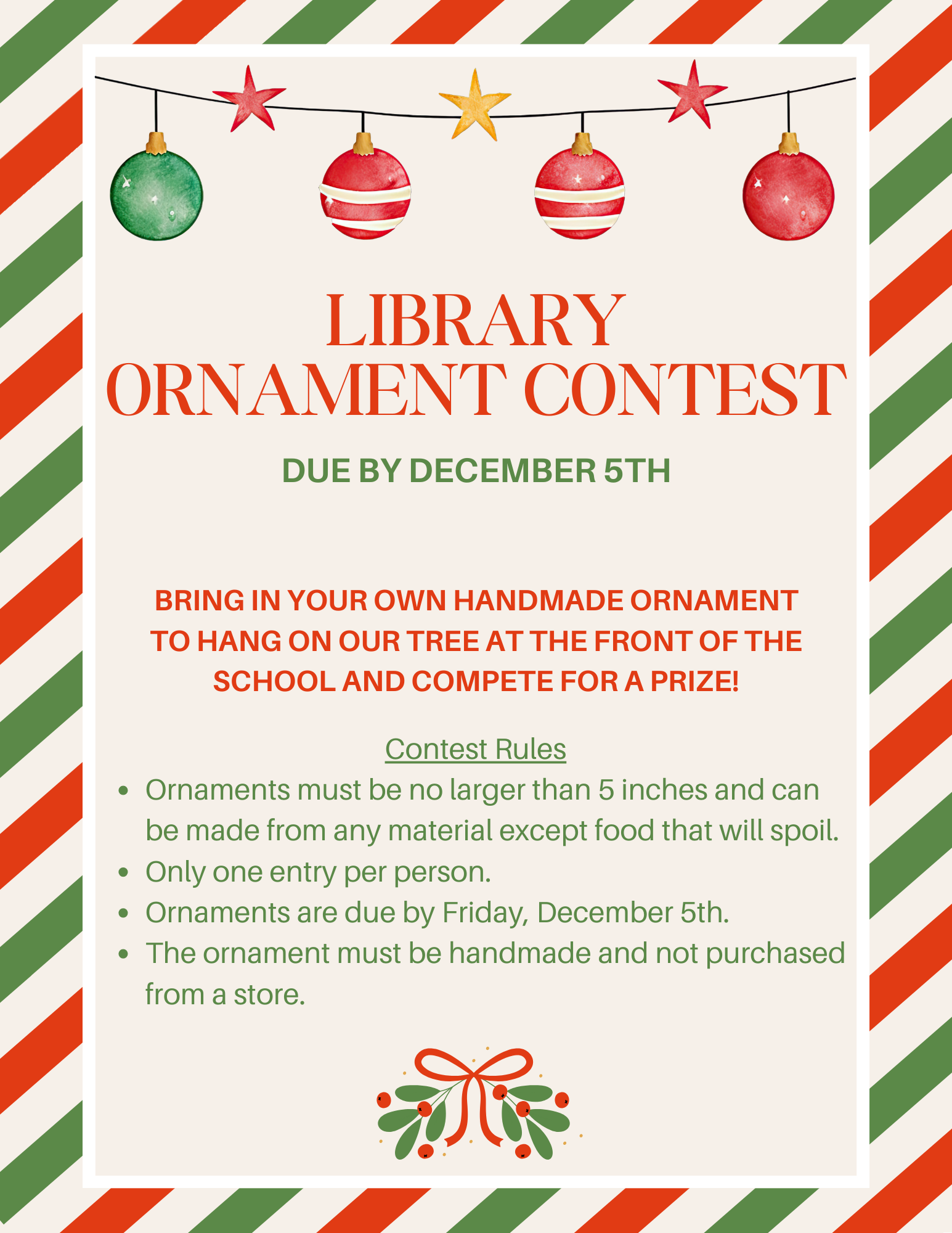 Library Ornament Contest (Due December 5th)